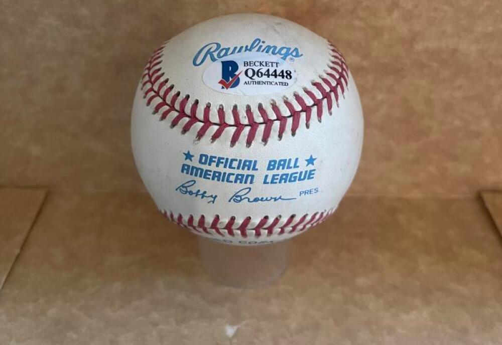SAM MILITELLO YANKEES SIGNED AUTOGRAPHED A.L. BASEBALL BECKETT AUTH