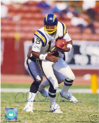 CHARLIE JOINER SAN DIEGO CHARGERS SIGNED 8X10 PHOTO COA