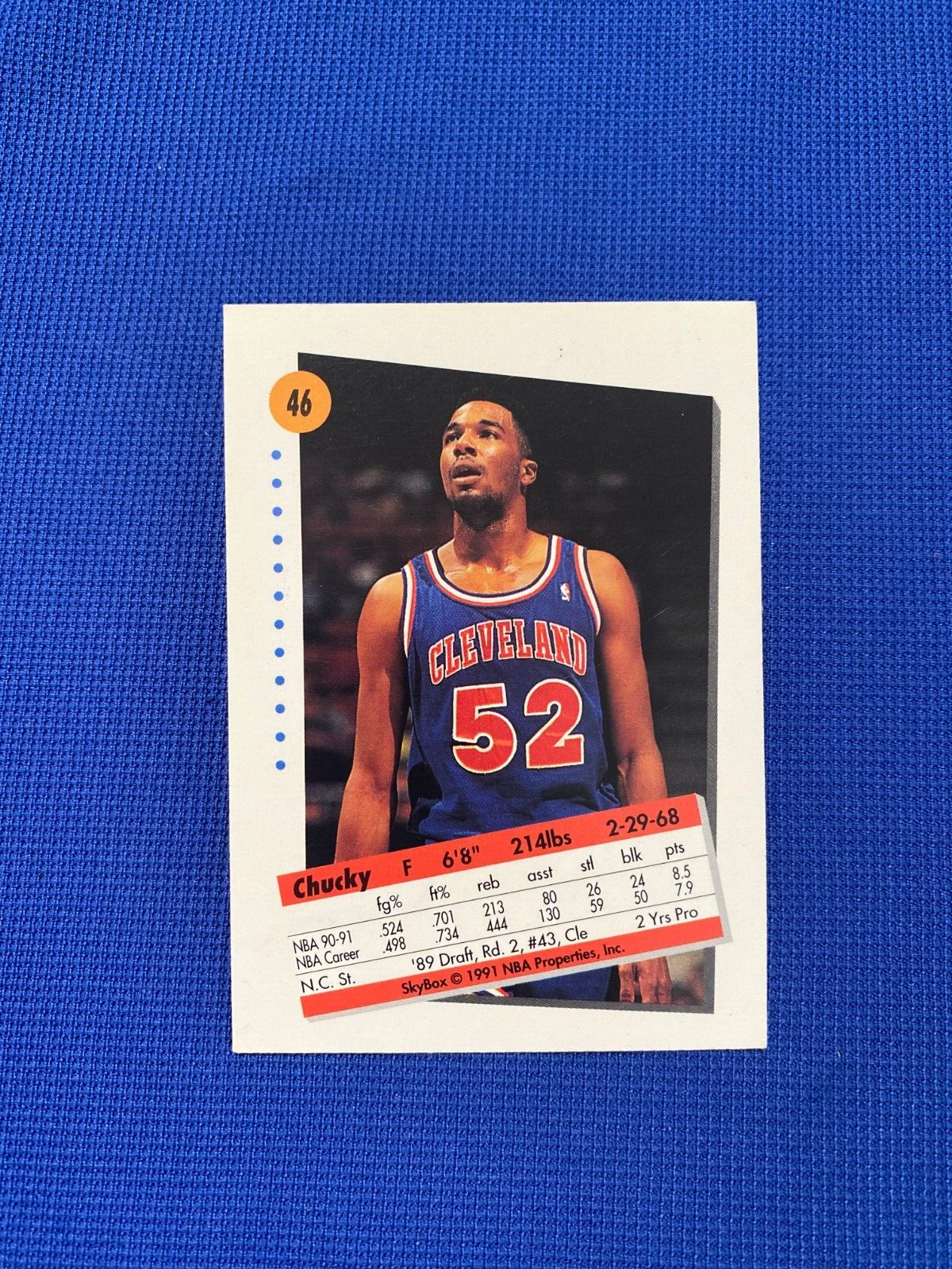 1991 SKYBOX CHUCKY BROWN CLEVELAND CAVS SIGNED AUTO CARD #46 W/COA