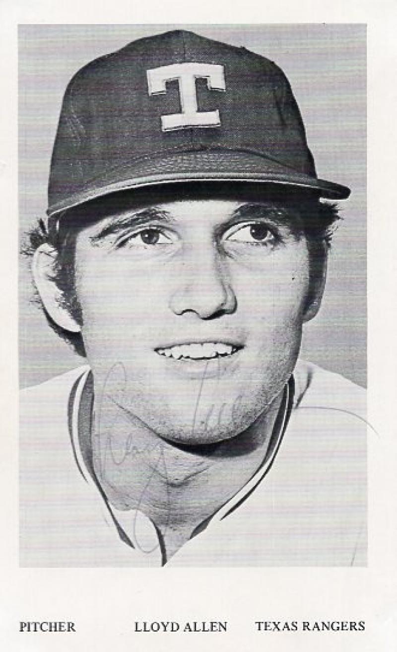 LLOYD ALLEN TEXAS RANGERS SIGNED ORIGINAL 3X5 POST CARD W/ COA