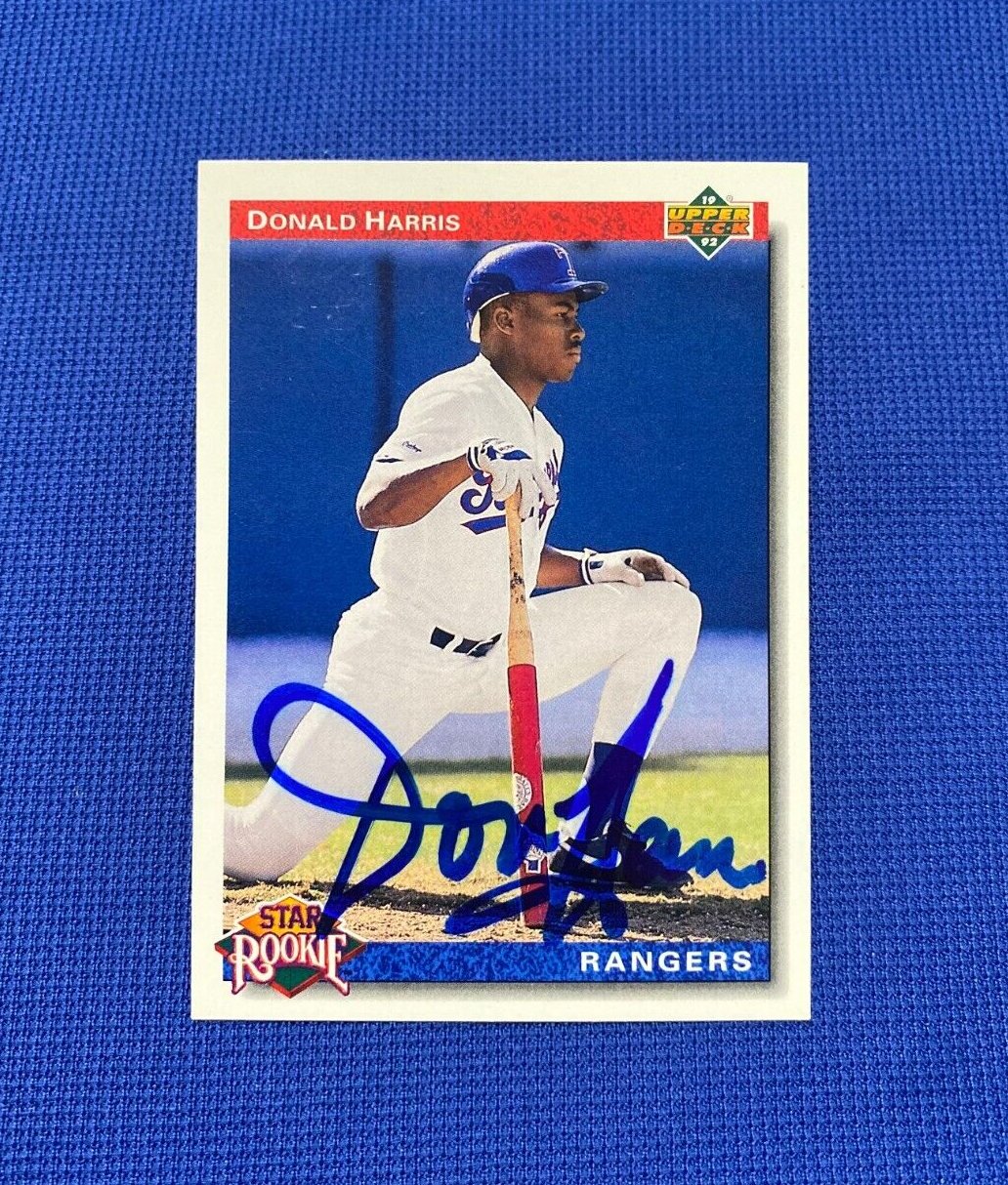 1992 UPPER DECK DONALD HARRIS TEXAS RANGERS SIGNED AUTOGRAPH AUTO #11 CARD W/COA