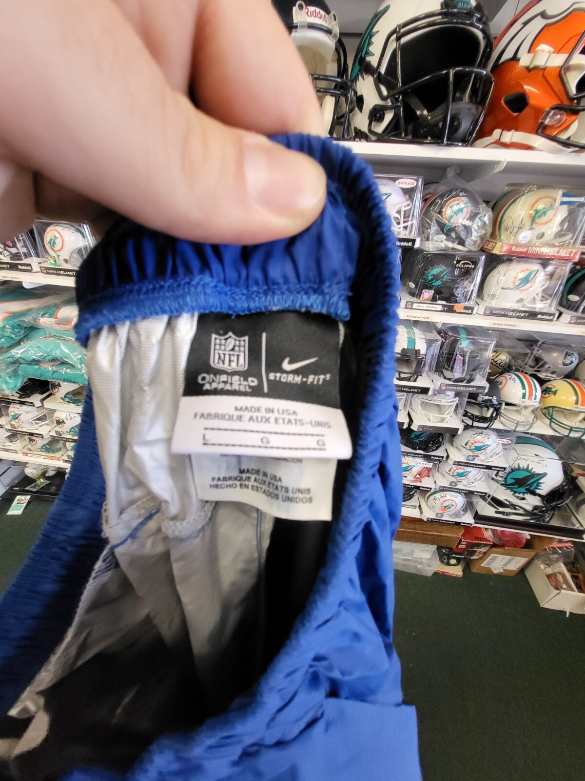 NIKE NFL SHIELD ON FIELD BLUE FOOTBALL WORK OUT GYM PANTS SIZE LARGE MENS