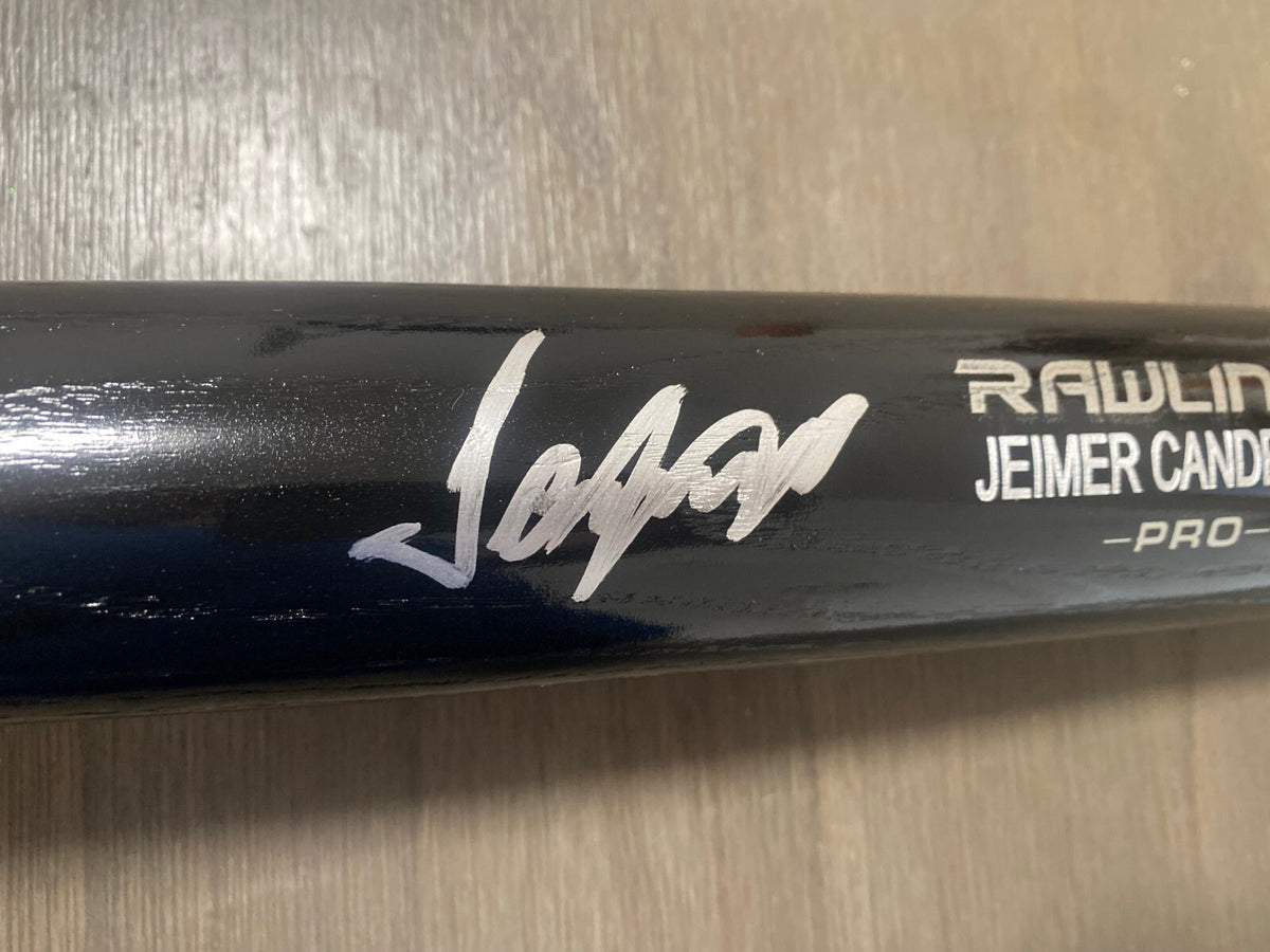 JEIMER CANDELARIO CINCINNATI REDS SIGNED AUTO RAWLINGS ENGRAVED BLACK BAT JSA **