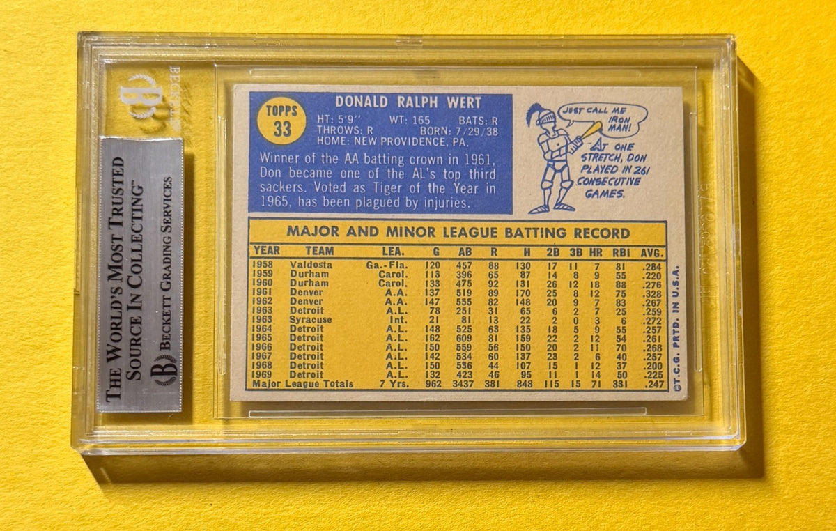 1970 TOPPS DON WEST #33 SIGNED AUTO CARD BECKETT AUTHENTIC TIGERS