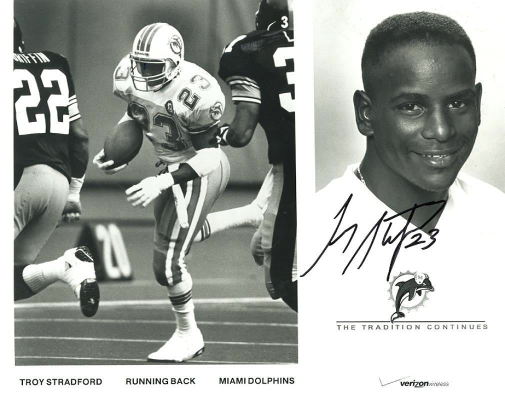 TROY STRADFORD MIAMI DOLPHINS SIGNED VERIZON PROMO  8X10 PHOTO 