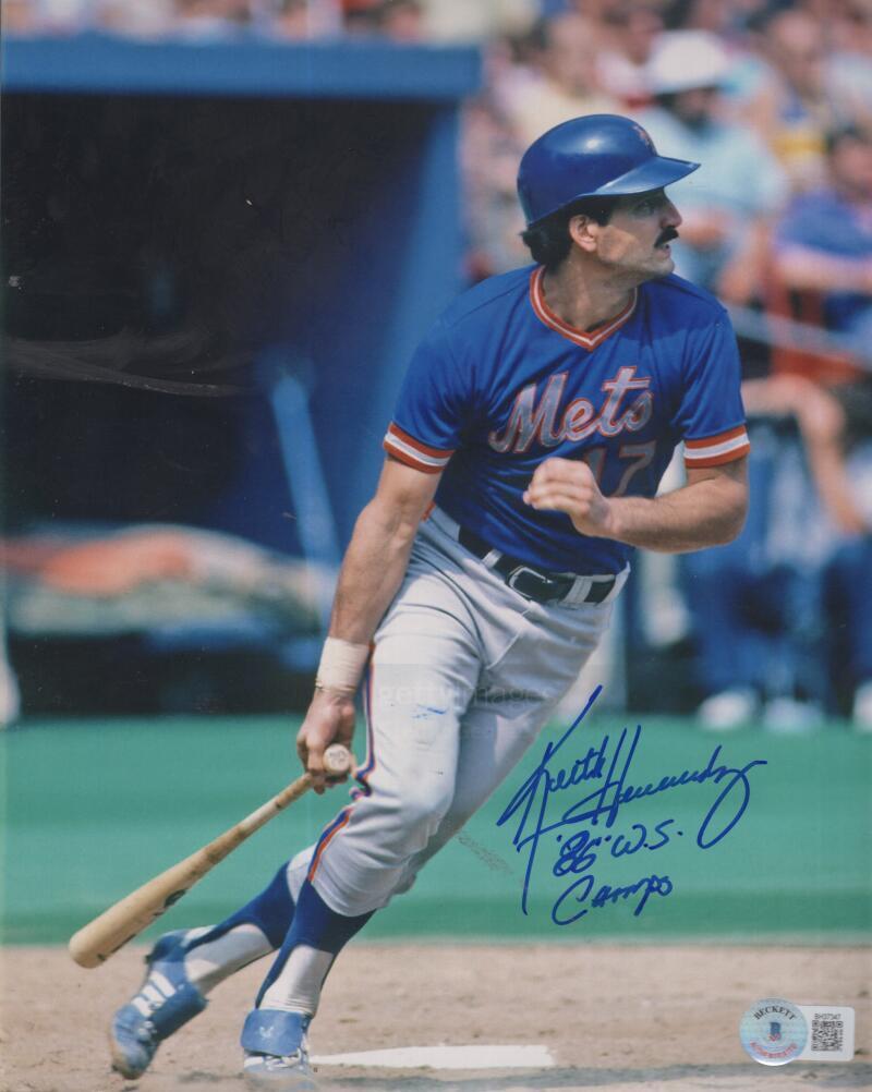 KEITH HERNANDEZ METS 86 WS CHAMPS SIGNED 8X10 PHOTO BECKETT BH37347