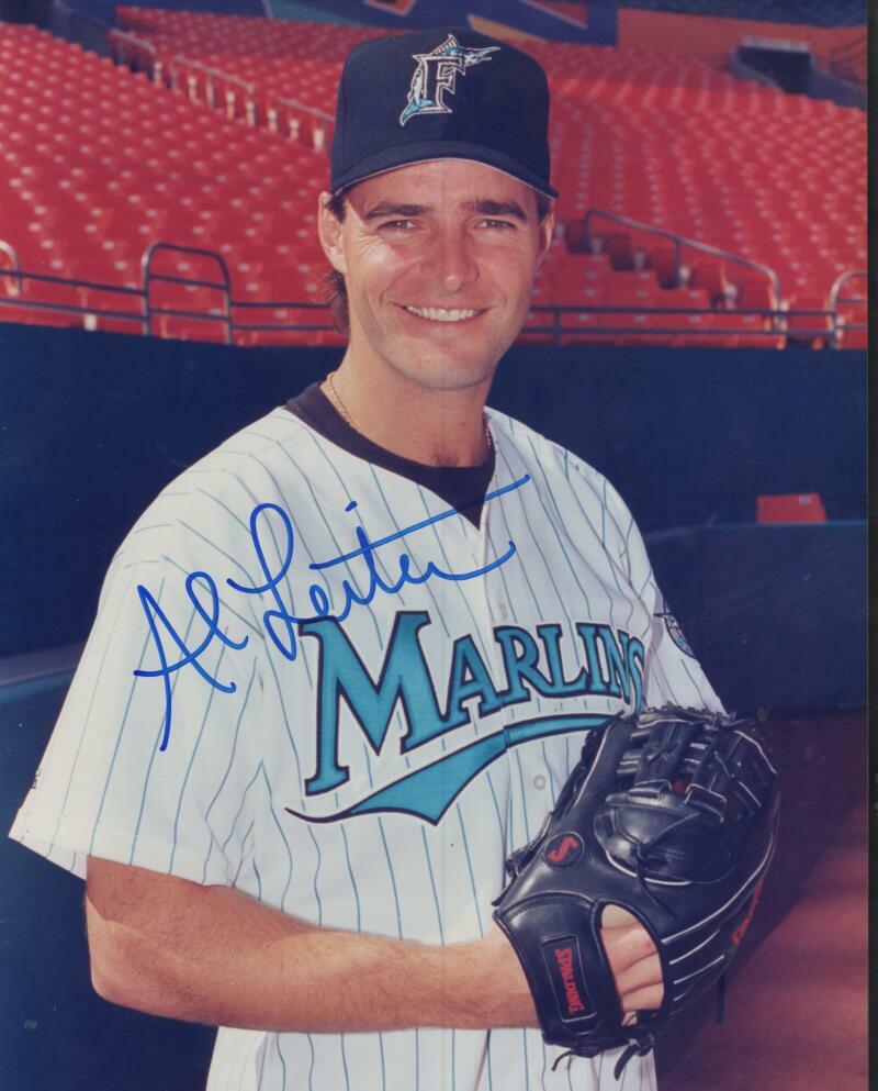 AL LEITER   FLORIDA MARLINS SIGNED AUTOGRAPHED 8X10 PHOTO W/ COA