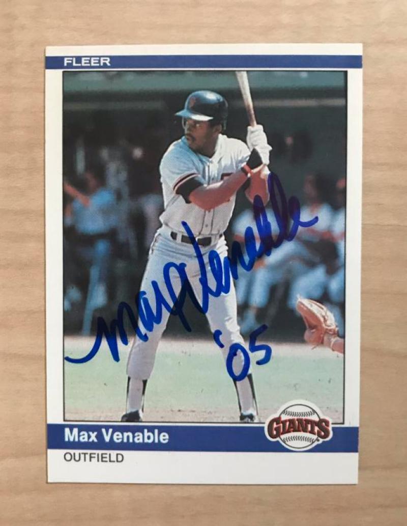 MAX VENABLE SAN FRANCISCO GIANTS SIGNED AUTOGRAPHED 1984 FLEER CARD #385 W/COA