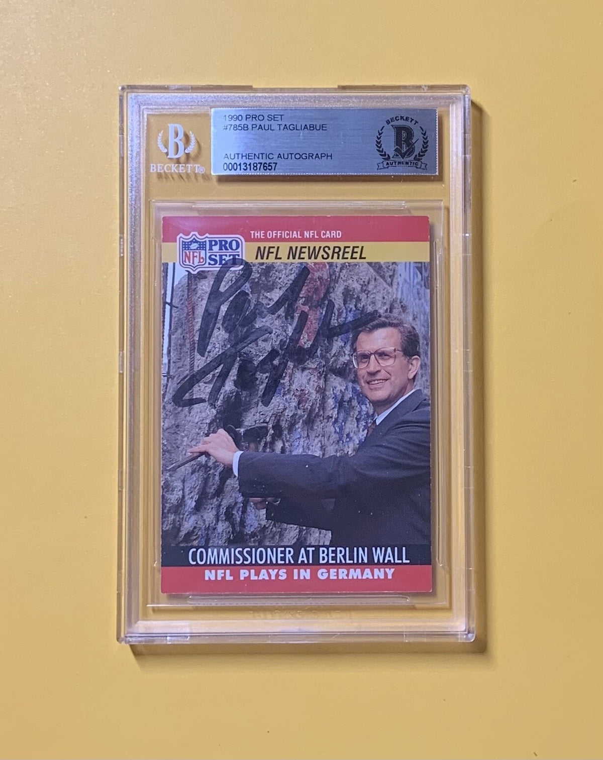 1990 PRO SET PAUL TAGLIABUE #785B AUTHENTIC AUTO BECKETT CERTIFIED 