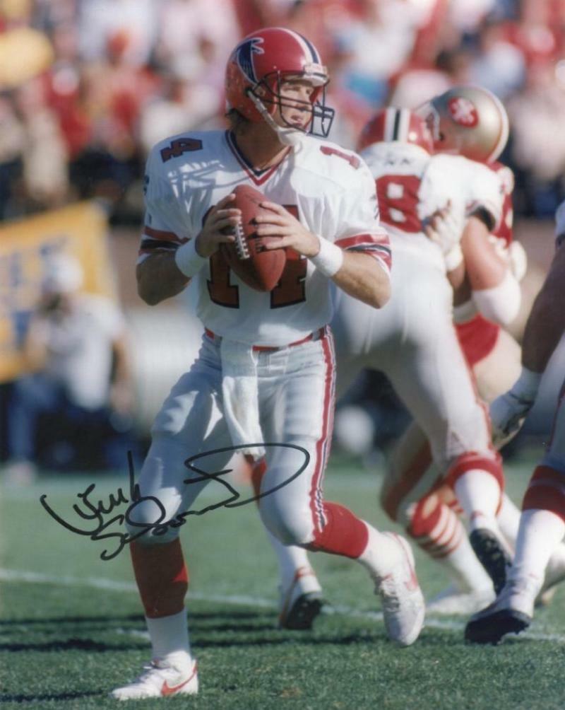 TURK SCHONERT ATLANTA FALCONS DECEASED QB SIGNED 8X10 PHOTO W/ COA