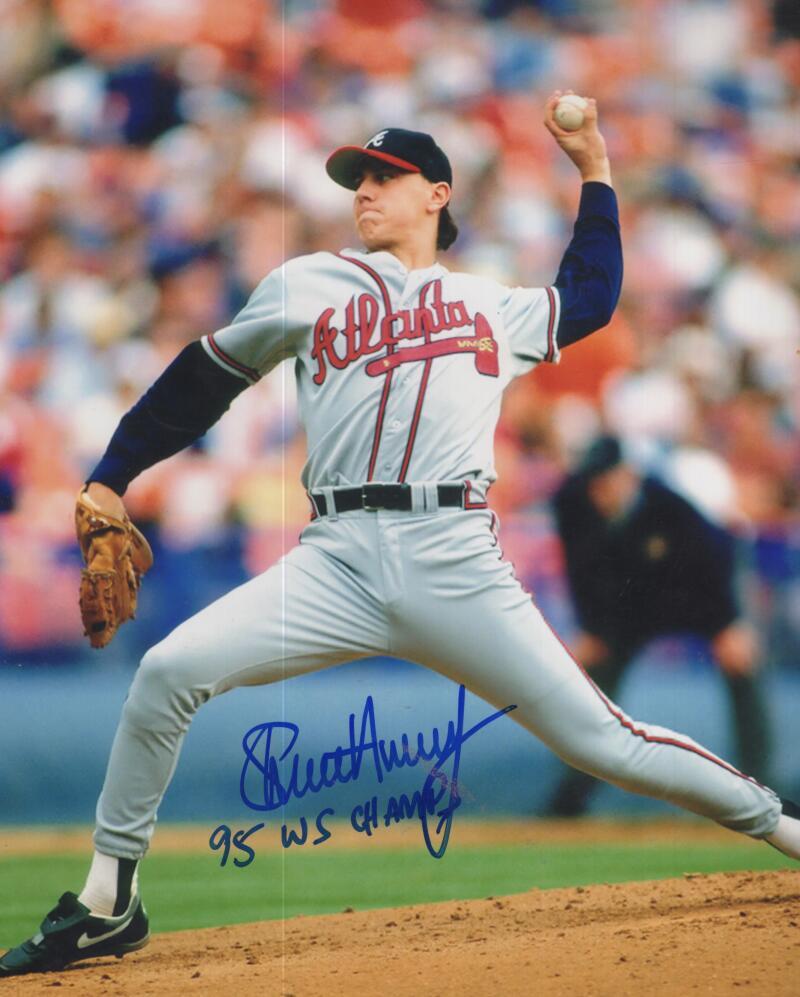 STEVE AVERY ATLANTA BRAVES 95 WS CHAMPS SIGNED 8X10  PHOTO W/ COA