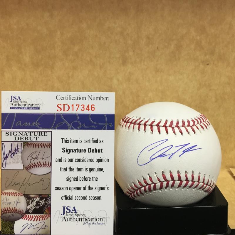 CHRIS SHAW SAN FRANCISCO GIANTS SIGNATURE DEBUT M.L. SIGNED BASEBALL JSA SD17346
