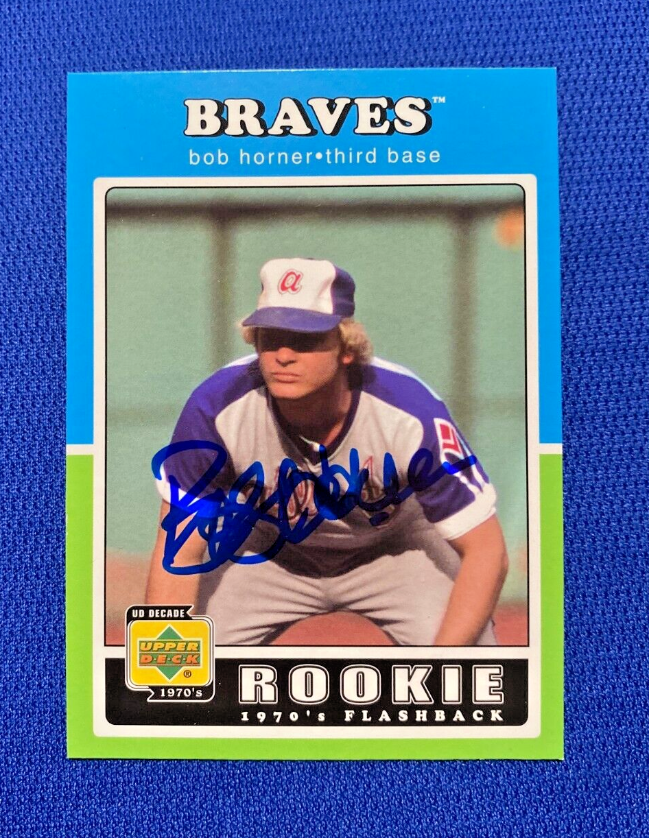 2001 UPPER DECK BOB HORNER ATLANTA BRAVES SIGNED AUTOGRAPHED #95 CARD W/COA
