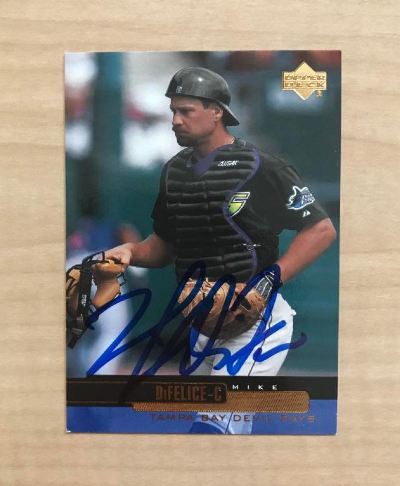 MIKE DIFELICE TAMPA BAY DEVIL RAYS AUTOGRAPHED 2000 UPPER DECK CARD #503 W/COA 