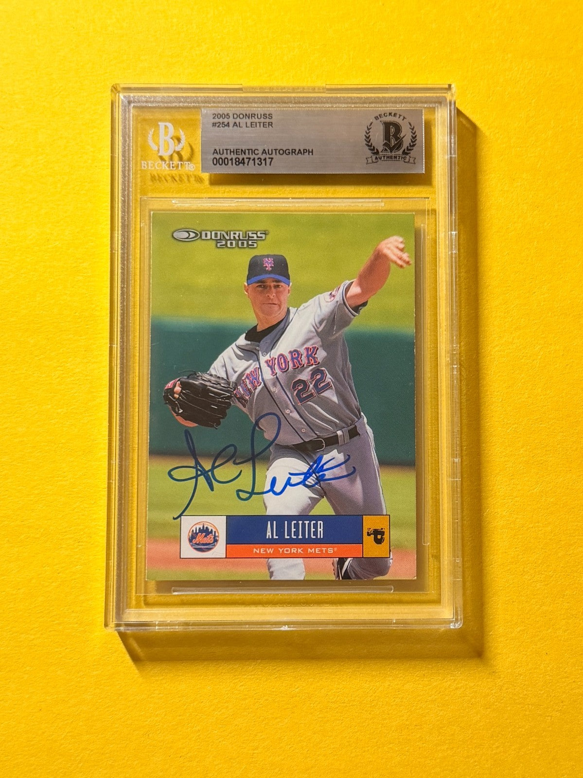 2005 DONRUSS AL LEITER #254 SIGNED AUTO CARD BECKETT AUTHENTIC METS