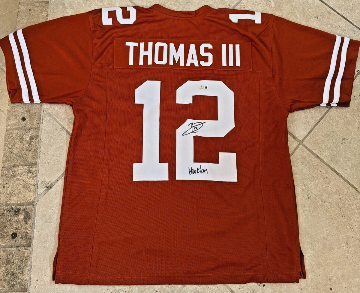 EARL THOMAS III TEXAS HOOK EM SIGNED AUTOGRAPHED JERSEY BECKETT AUTH