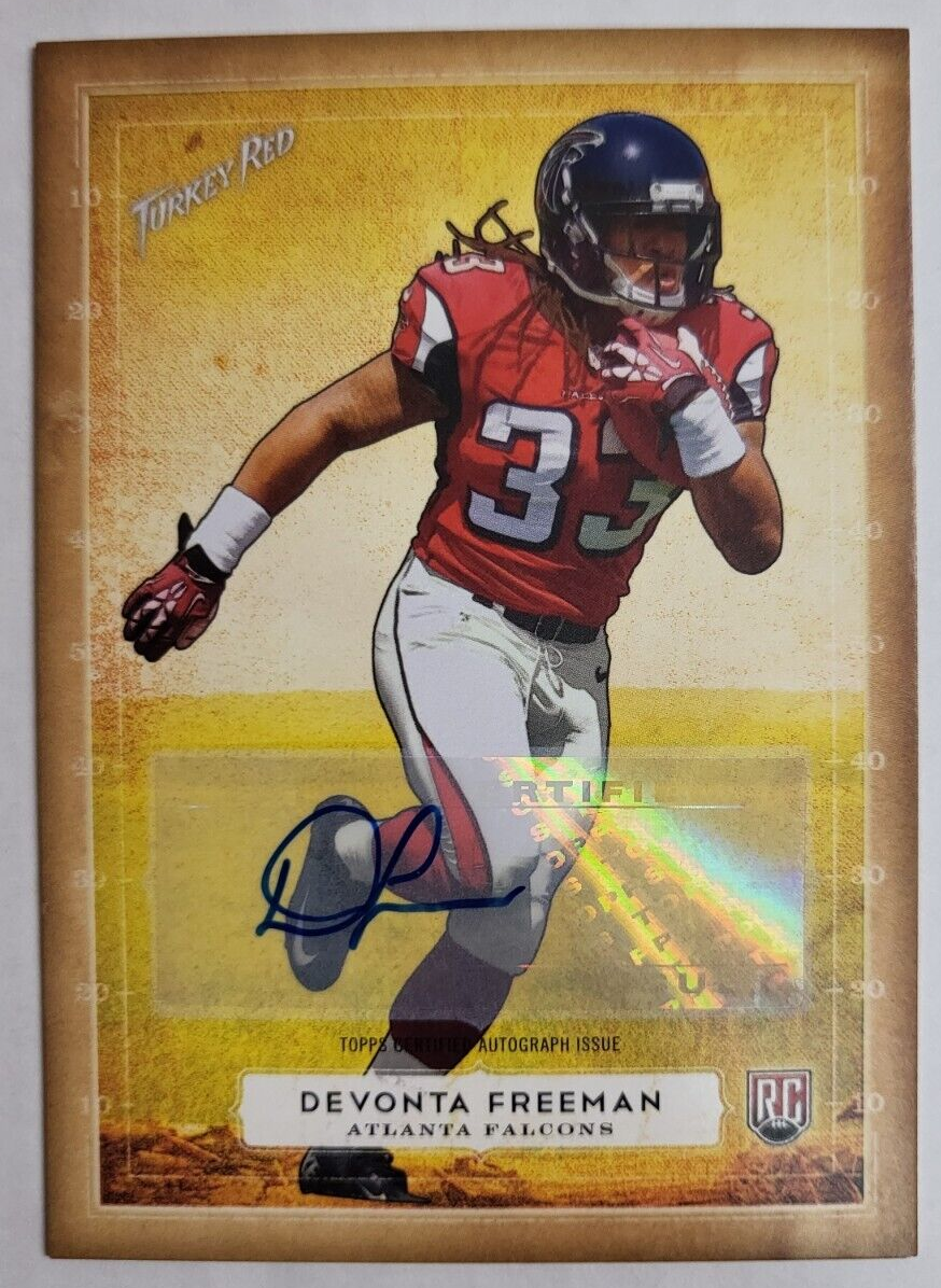 2014 TOPPS TURKEY RED DEVONTA FREEMAN ROOKIE AUTO #11 FOOTBALL CARD