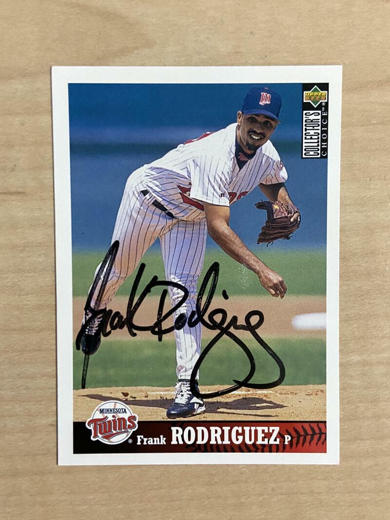 FRANK  RODRIGUEZ MINNESOTA TWINS SIGNED 1997 UPPER DECK CARD #158 W/COA