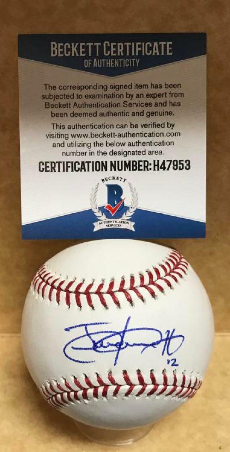 JUAN LAGARES NEW YORK METS SIGNED AUTOGRAPHED M.L. BASEBALL BECKETT H47953