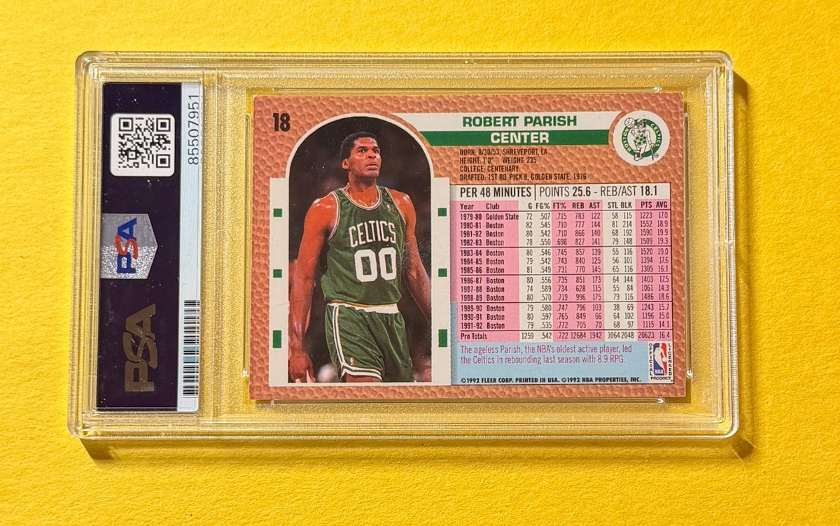 1992-93 FLEER ROBERT PARISH #18 SIGNED AUTO CARD PSA AUTHENTIC CELTICS