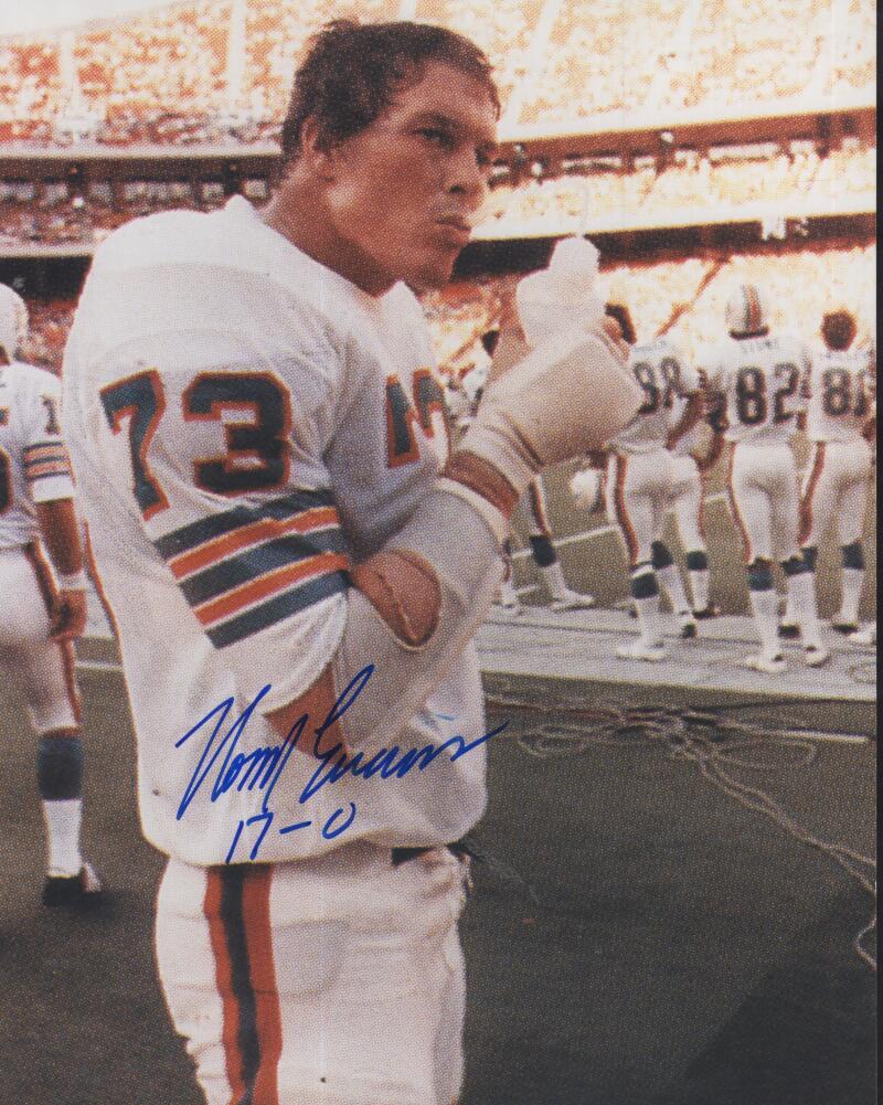 NORM EVAN DOLPHINS 17-0  SIGNED AUTOGRAPHED 8X10 PHOTO W/ COA