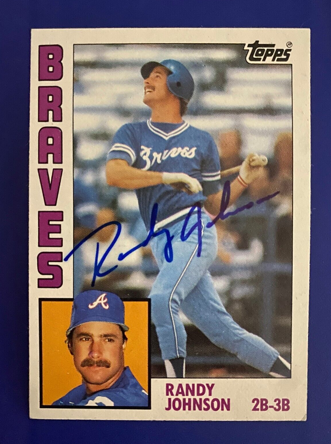 1984 TOPPS RANDY JOHNSON ATLANTA BRAVES SIGNED AUTOGRAPHED CARD #289 W/COA