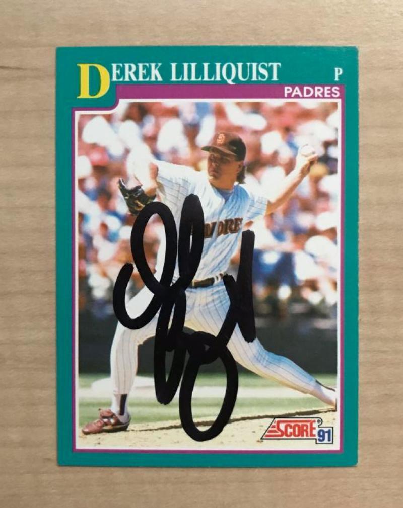 DEREK LILLIQUIST SAN DIEGO PADRES SIGNED AUTOGRAPHED 1991 SCORE CARD #571 W/COA