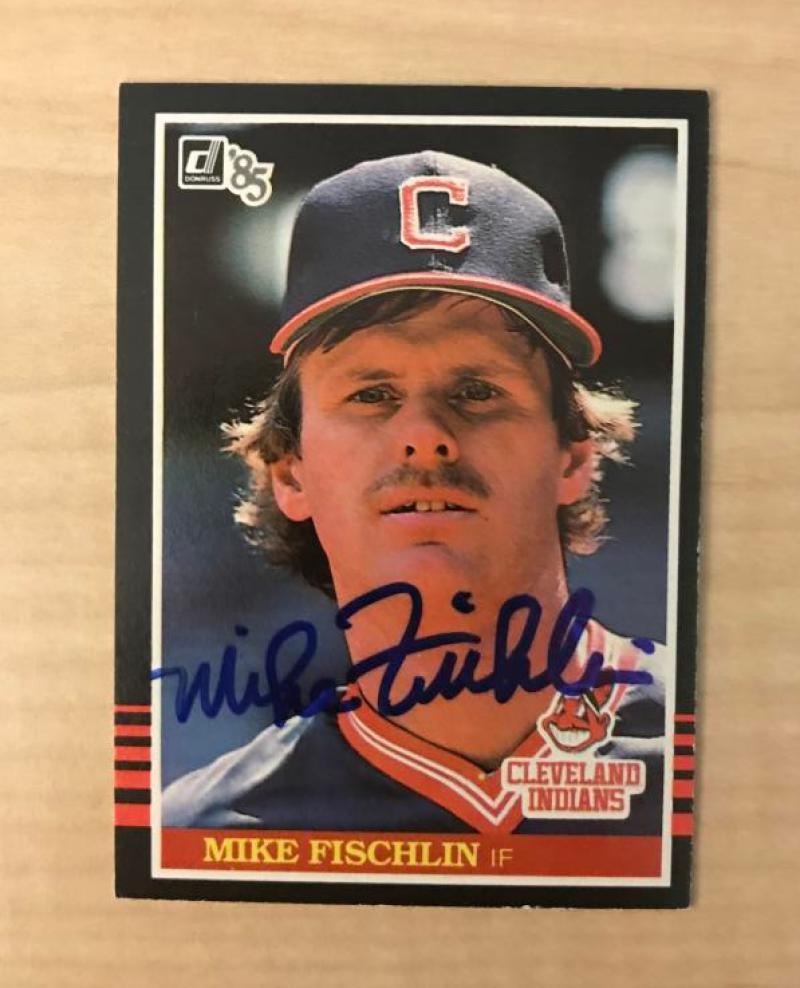 MIKE FISCHLN CLEVELAND INDIANS SIGNED AUTOGRAPHED 1985 DONRUSS CARD #495 W/COA 