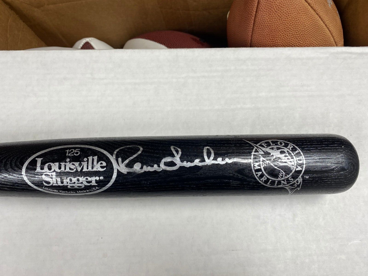 RENE LACHEMANN FLORIDA MARLINS SIGNED AUTOGRAPHED BLACK LV SLUGGER KIDS BAT COA