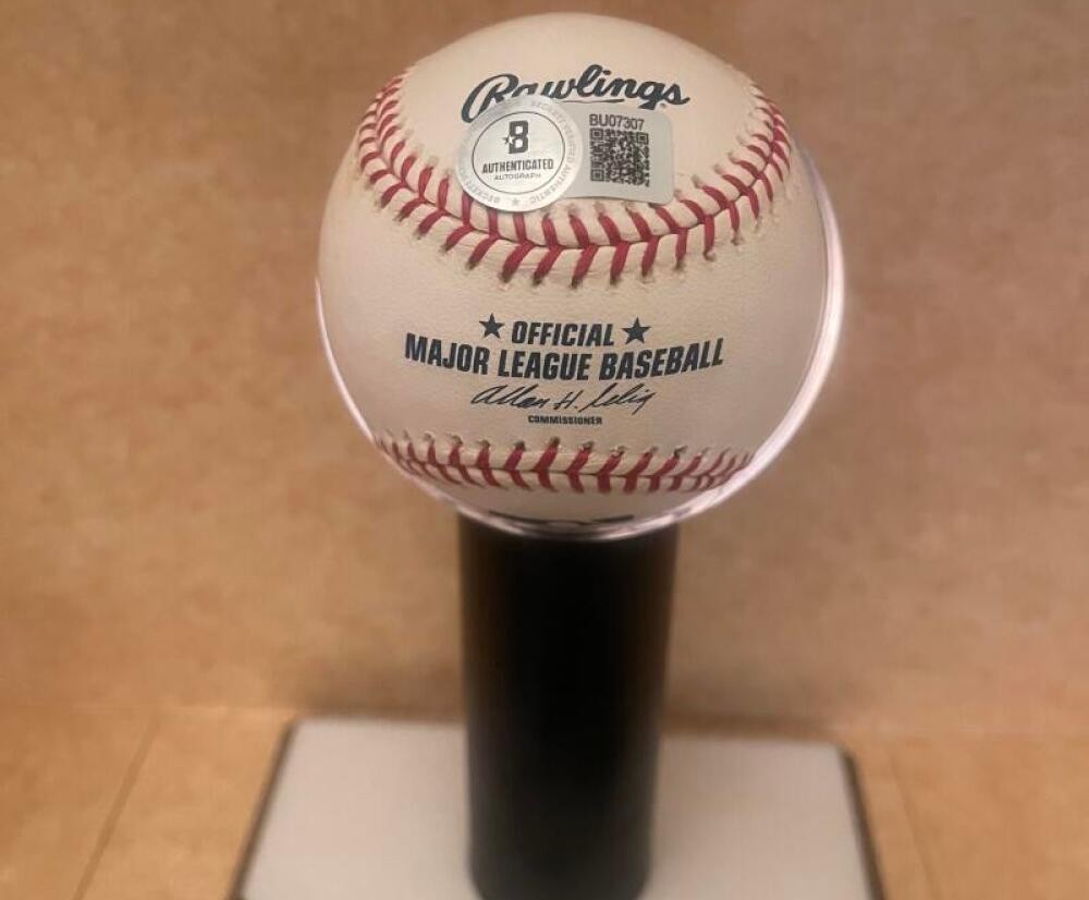 NED GARVER ST. LOUIS BROWNS SIGNED AUTOGRAPHED M.L. BASEBALL BECKETT AUTH