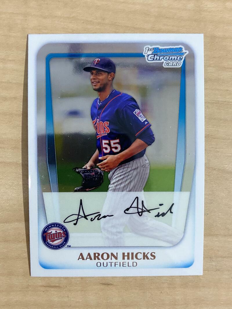 AARON HICKS MINNESOTA TWINS 2011 BOWMAN CHROME ROOKIE CARD #BCP172 