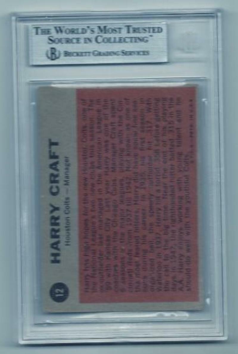 1962 TOPPS HARRY CRAFT COLTS VINTAGE SIGNED CARD BECKETT AUTHENTIC AUTOGRAPH
