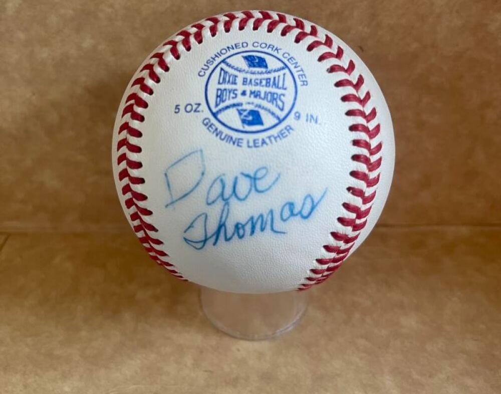 DAVE THOMAS WENDY'S BOYS & MAJORS RARE  SIGNED AUTO M.L. BASEBALL BECKETT AUTH