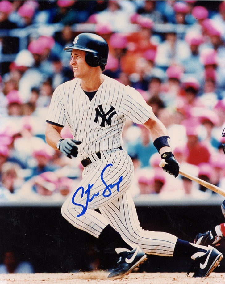 STEVE  SAX     NEW  YORK   YANKEES   HITTING  SIGNED AUTOGRAPHED   8X10  PHOTO