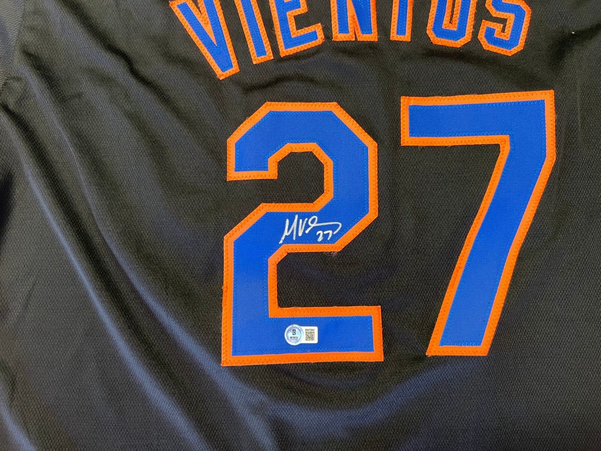 MARK VIENTOS NEW YORK METS SIGNED AUTOGRAPH BLACK CUSTOM JERSEY SZ XL BECKETT *