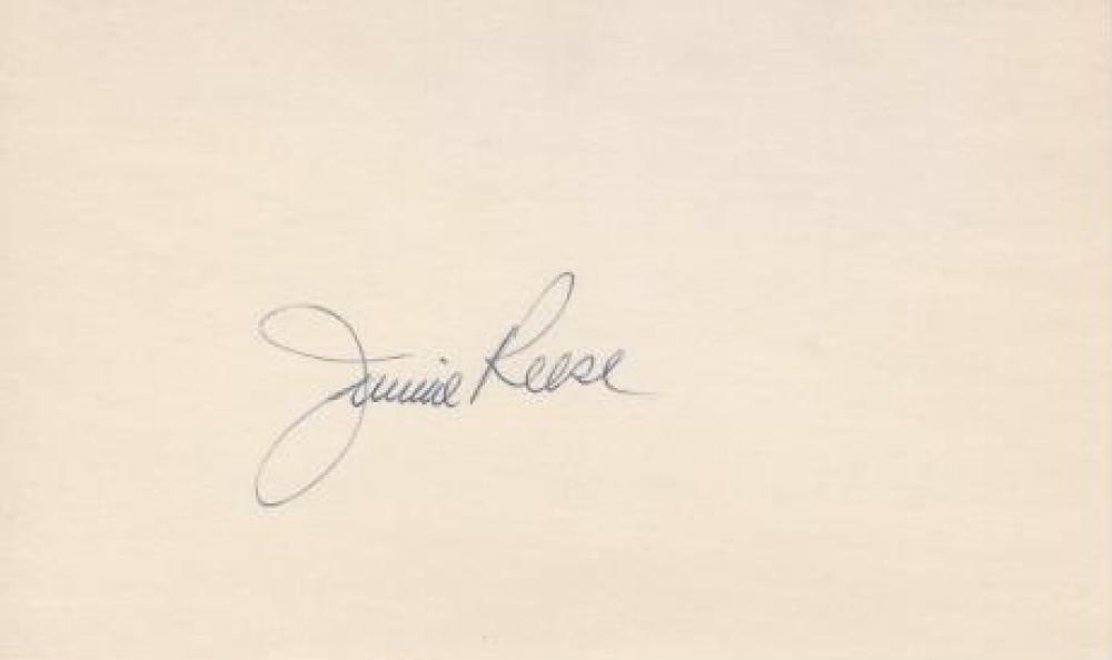 JIMMIE REESE YANKEES/CARDINALS/ANGELS SIGNED 3X5 INDEX CARD W/ COA
