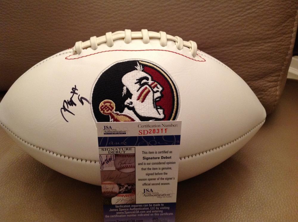 JACQUES PATRICK #9   FLORIDA STATE SEMINOLES SIGNED LOGO FOOTBALL JSA COA