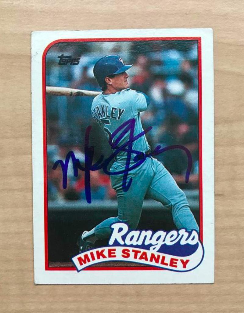 MIKE STANLEY TEXAS RANGERS SIGNED AUTOGRAPHED 1989 TOPPS CARD #587 W/COA
