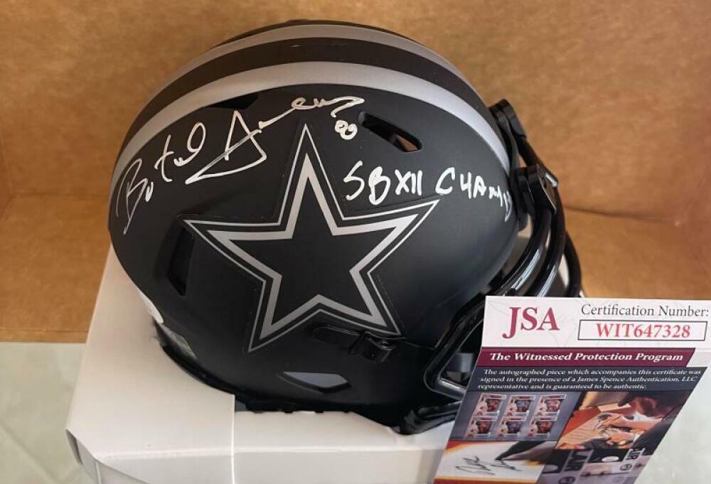 BUTCH JOHNSON DALLAS COWBOYS SIGNED SB X11 CHAMPS SIGNED ECLIPSE  MINI HELMET JS