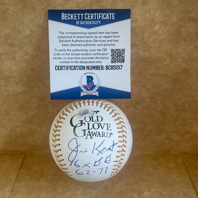 JIM KAAT 6X G.G. 62-77 SIGNED AUTO GOLD GLOVE BASEBALL BECKETT BC85017