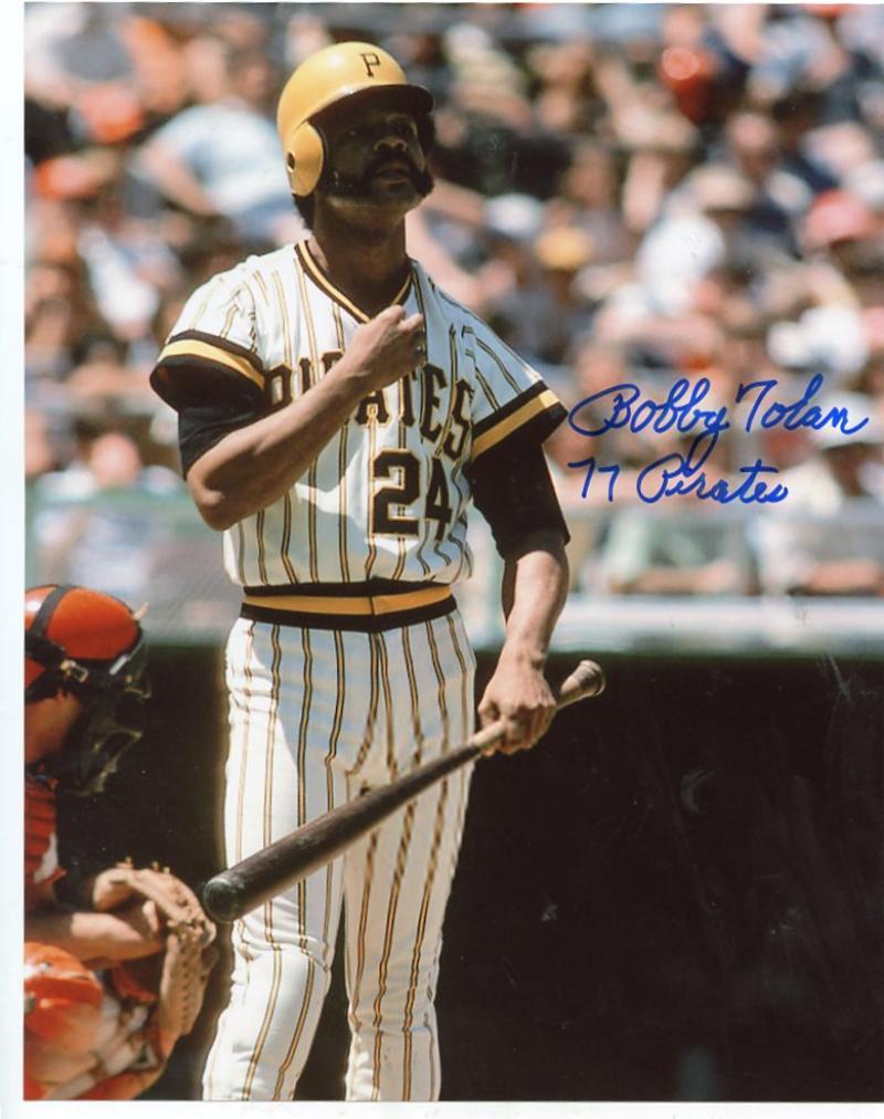 BOBBY TOLAN REDS 77 PIRATES SIGNED AUTOGRAPHED 8X10 PHOTO W/COA