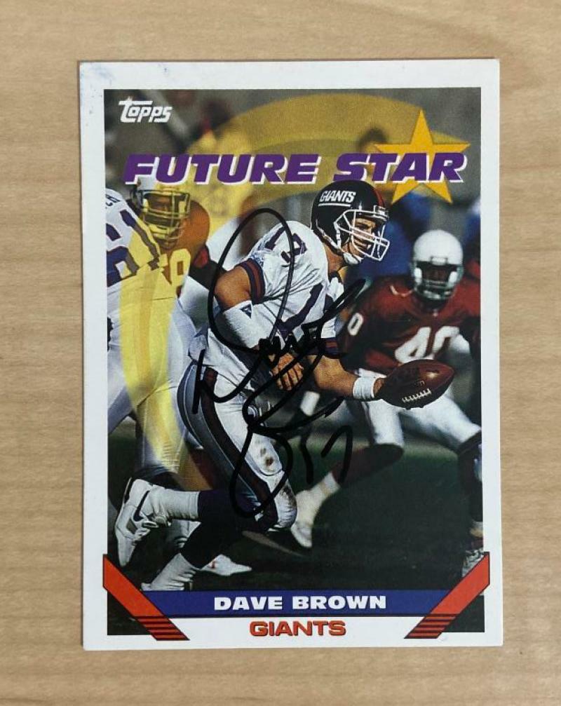 DAVE BROWN NEW YORK GIANTS SIGNED AUTOGRAPHED 1993 TOPPS CARD #128 W/COA