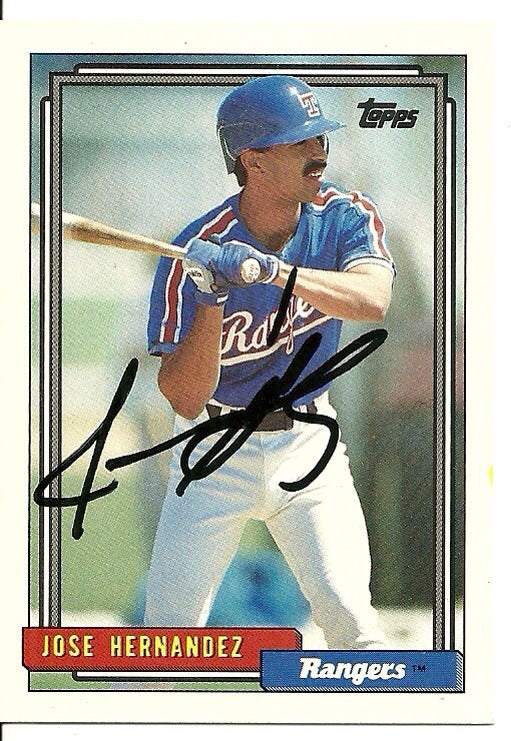 JOSE HERNANDEZ TEXAS RANGERS SIGNED AUTOGRAPHED 1992 TOPPS CARD #237 W/COA 