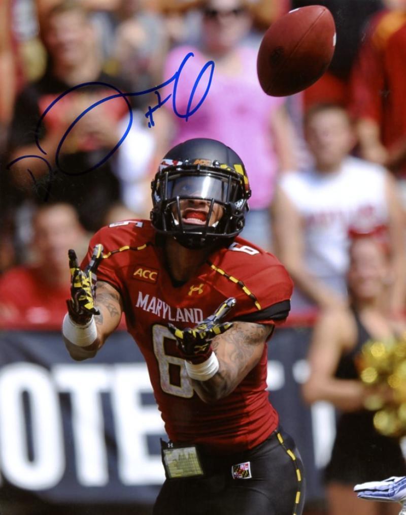 DEON LONG MARYLAND/BC LIONS SIGNED AUTOGRAPHED 8X10 PHOTO W/COA