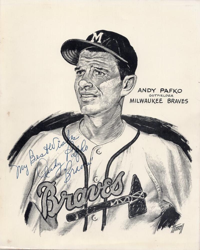 ANDY PAFKO MILWAUKEE BRAVES SIGNED AUTOGRAPHED 8X10 PHOTO W/COA