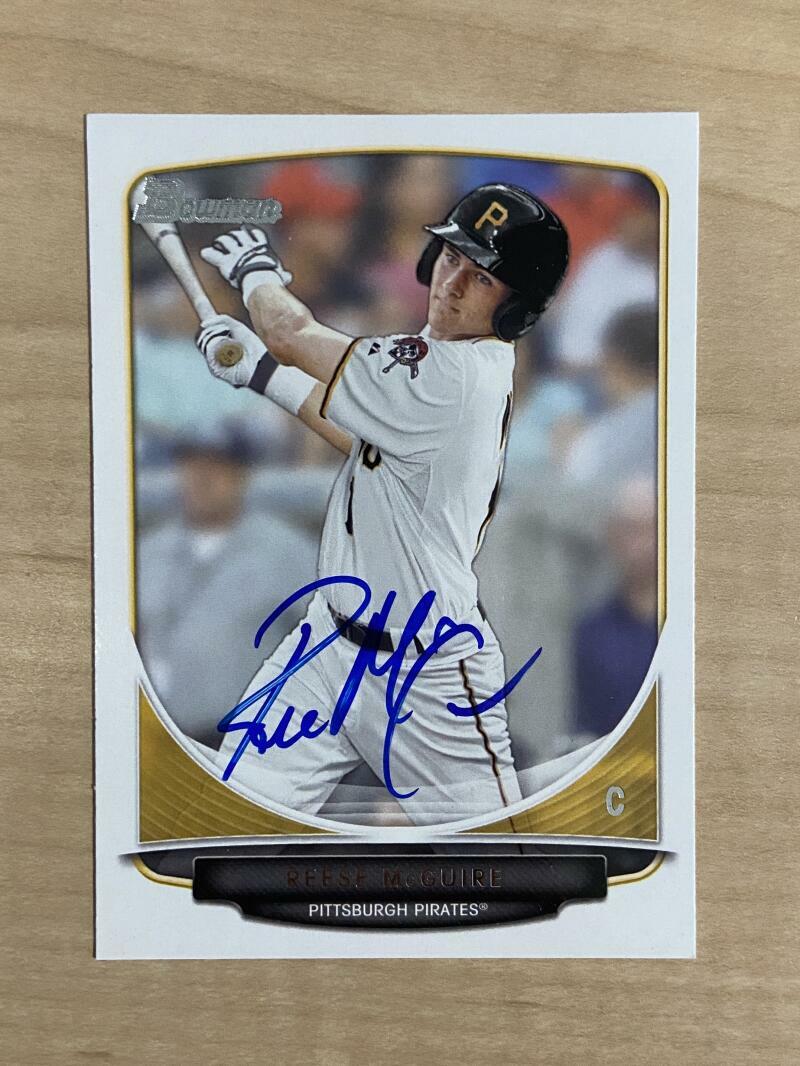 REESE MCGUIRE PITTSBURGH PIRATES SIGNED 2013 BOWMAN CARD #BDPP27 W/COA