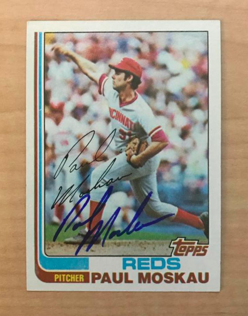 PAUL MOSKAU CINCINNATI REDS SIGNED AUTOGRAPHED 1982 TOPPS CARD #97 W/COA
