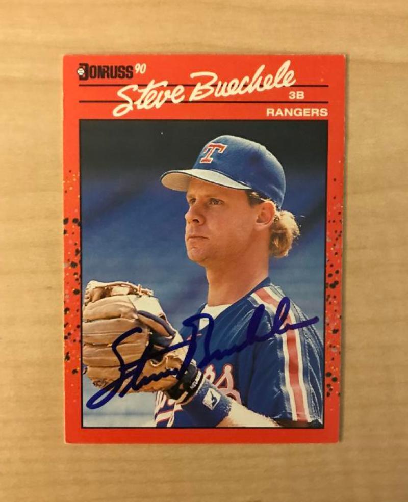 STEVE BUECHELE TEXAS RANGERS SIGNED AUTOGRPAHED 1990 DONRUSS CARD #107 W/COA 