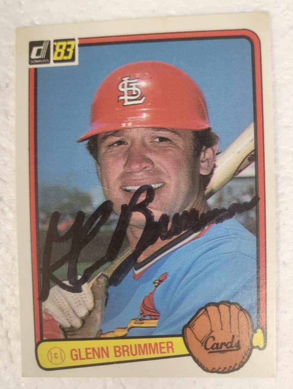 1983 DONRUSS GLENN BRUMMER ST LOUIS CARDINALS SIGNED AUTO CARD #418 W/COA