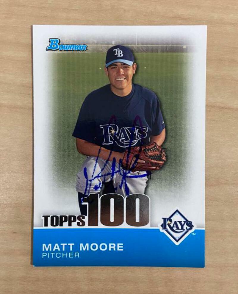 MATT MOORE TAMPA BAY RAYS SIGNED AUTOGRAPHED 2010 BOWMAN CARD #TP74 W/COA